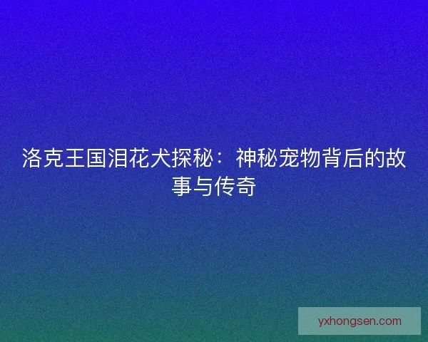 洛克王国泪花犬探秘：神秘宠物背后的故事与传奇